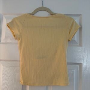 Urban Outfitters Yellow Ribbed Short Sleeve Top